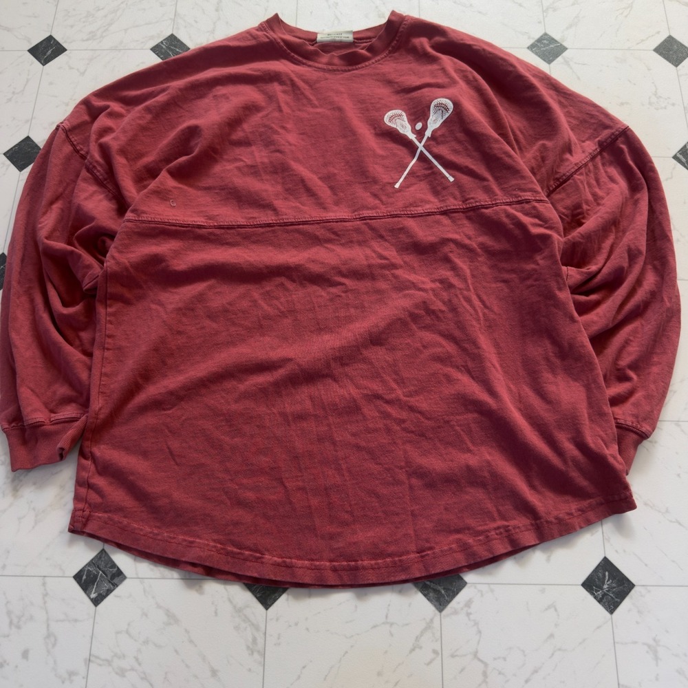 Spirit Jersey Womens Medium Ravens‎ Lacrosse Maroon Long Sleeve Oversized Tee